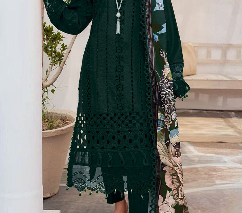 Grace S698-Embroidered 3pc Chickan  lawn dress with Printed munar dupatta.