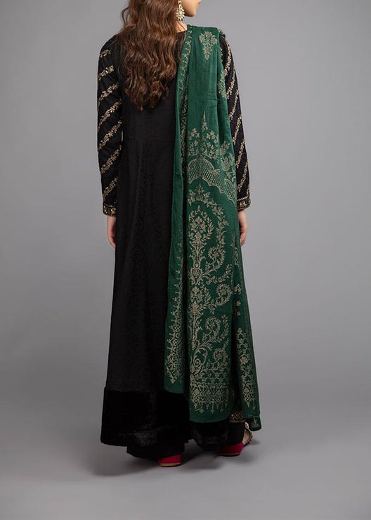 Grace W512- Embroidered 3pc linen dress with Printed Wool Shawl.