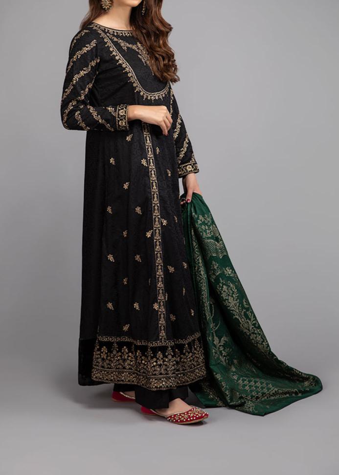 Grace W512- Embroidered 3pc linen dress with Printed Wool Shawl.