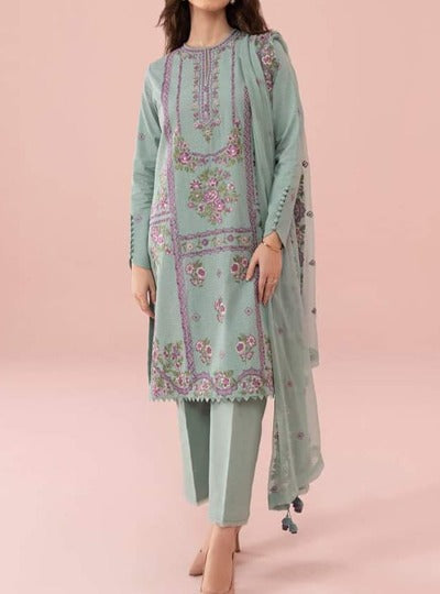 Grace S757-Embroidered 3pc lawn dress with Embroidered Munar dupatta.