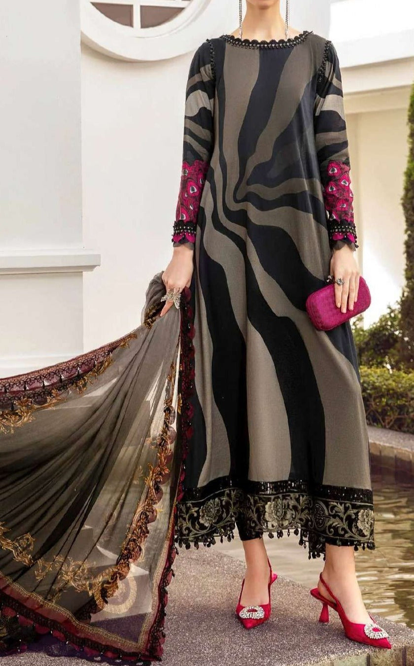 Grace S643-Printed 3pc Lawn dress with Printed silk dupatta.