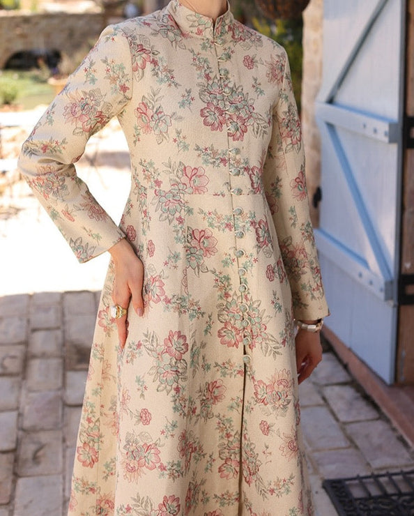 Grace W313- Embroidered 2pc Linen dress