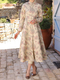 Grace W313- Embroidered 2pc Linen dress