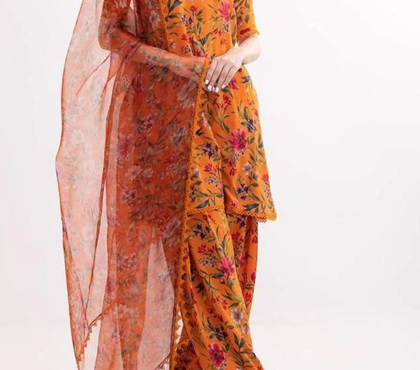 Grace S481-Printed 3pc lawn dress with Printed organza dupatta.