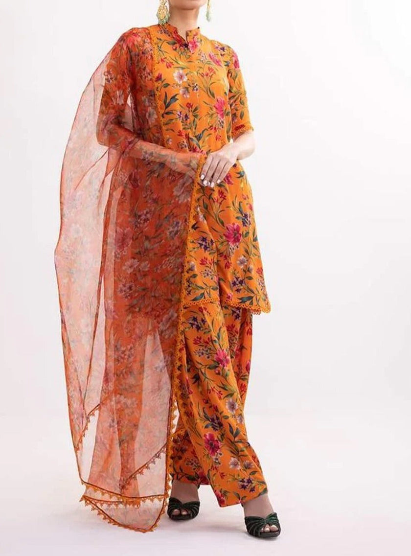 Grace S481-Printed 3pc lawn dress with Printed organza dupatta.