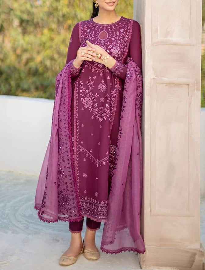 Grace S716-Embroidered 3pc lawn dress with Embroidered organza dupatta.