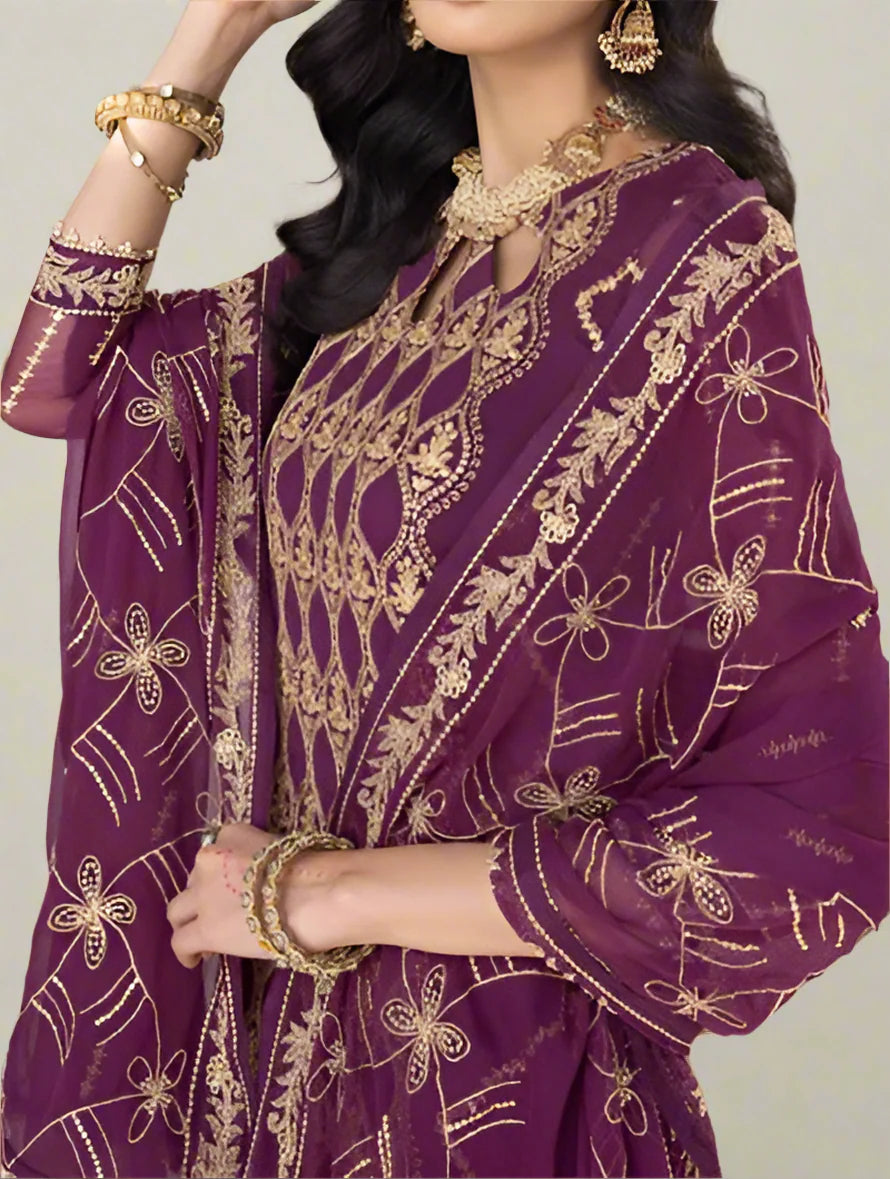 Marjanda – Embroidered Chiffon Unstitched 3Pc Suit