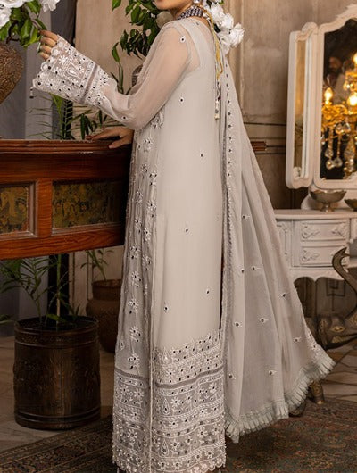 Cloud Gray – Embroidered Chiffon Unstitched 3Pc Suit