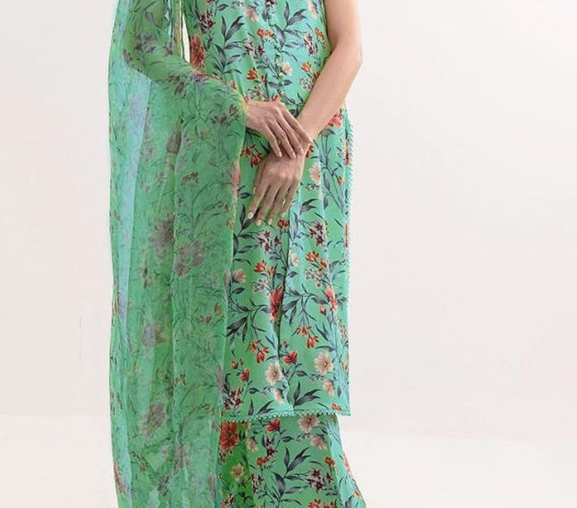 Grace S483-Printed 3pc lawn dress with Printed organza dupatta.