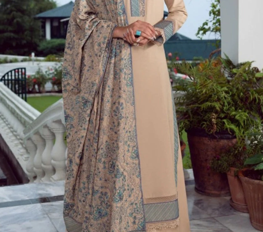 Grace W164 -Embroidered 3pc marina dress with Embroidered marina shawl.