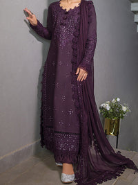 Grace W195-Embroidered 3pc marina dress with Embroidered marina shawl.