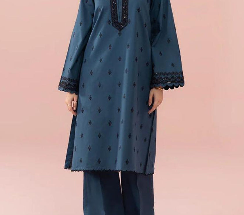 Grace W340- Embroidered 2pc Linen dress