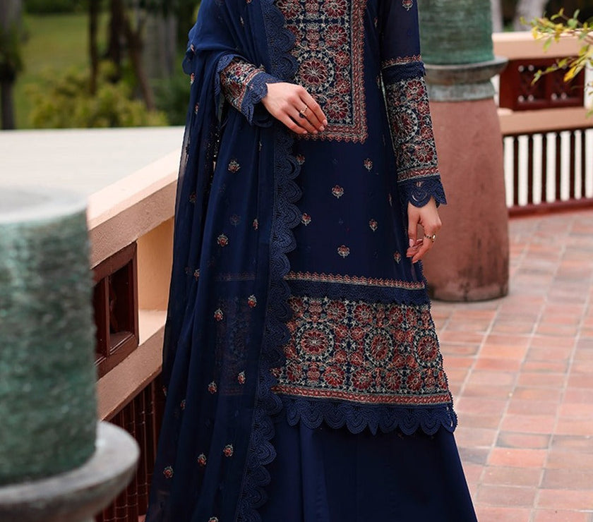 Grace S462-Embroidered 3pc lawn dress with embroidered chiffon dupatta.