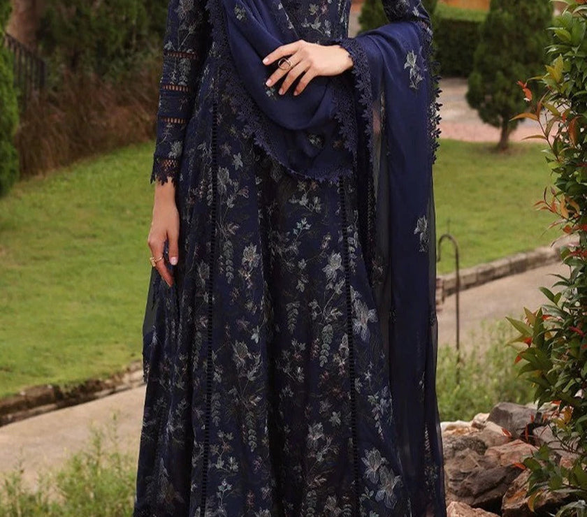 Grace S463-Embroidered 3pc lawn dress with embroidered chiffon dupatta.