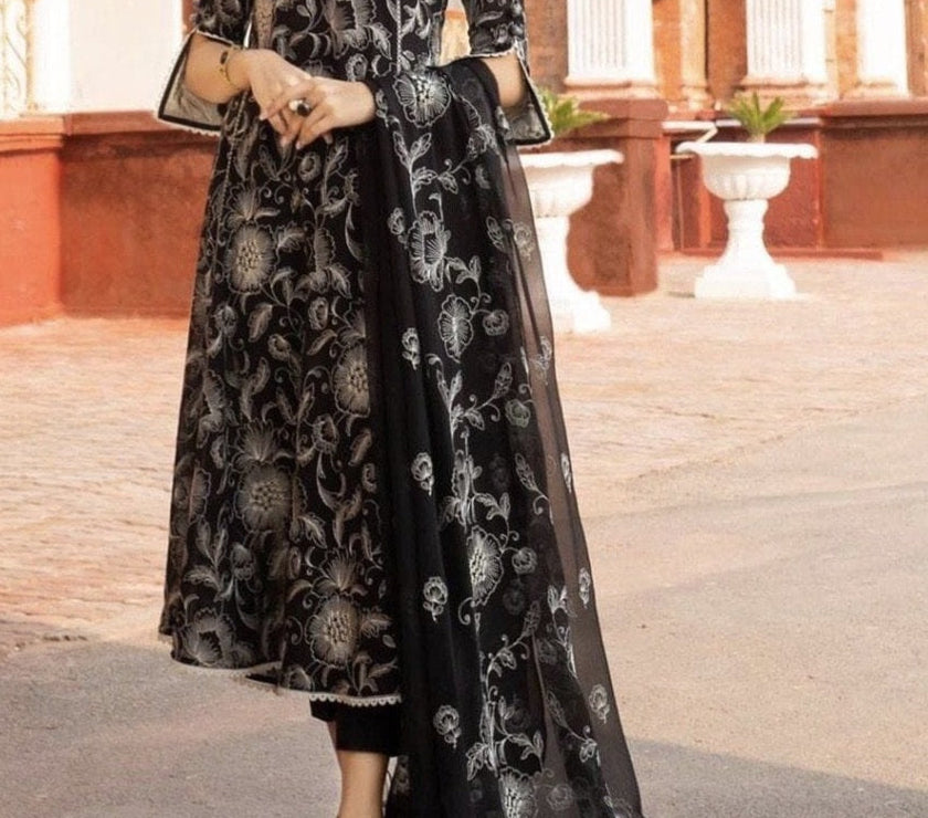 Grace S388 -Embroided 3pc lawn dress with embroidered chiffon dupatta.