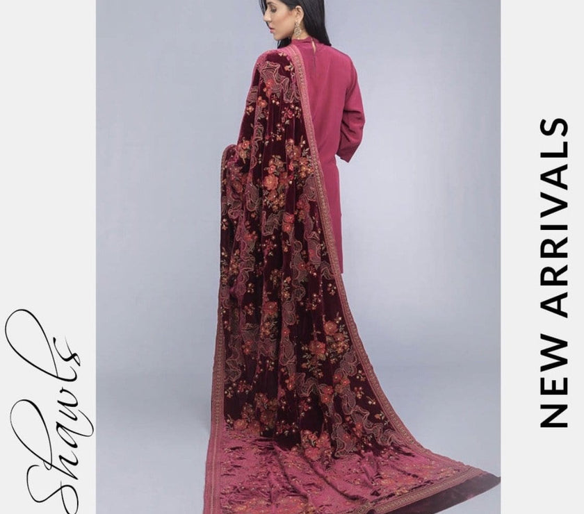 Sarinnah Premium 33-Embroided Fine quality Velvet shawl.