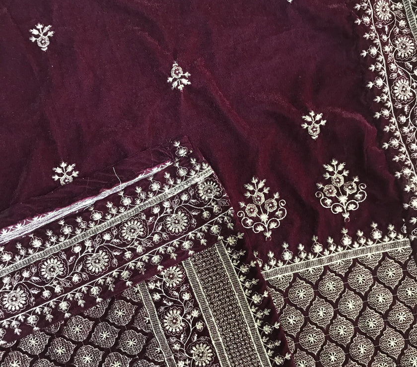 Sarinnah Premium 86-Embroided Fine quality Velvet shawl. - gracestore.pk