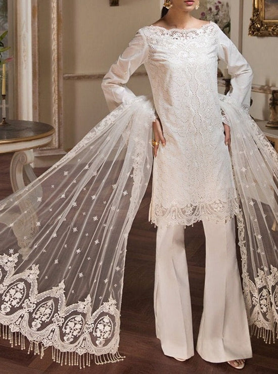 Grace S381-Shifli Embroided 3pc lawn chicken dress with embroided net dupatta.