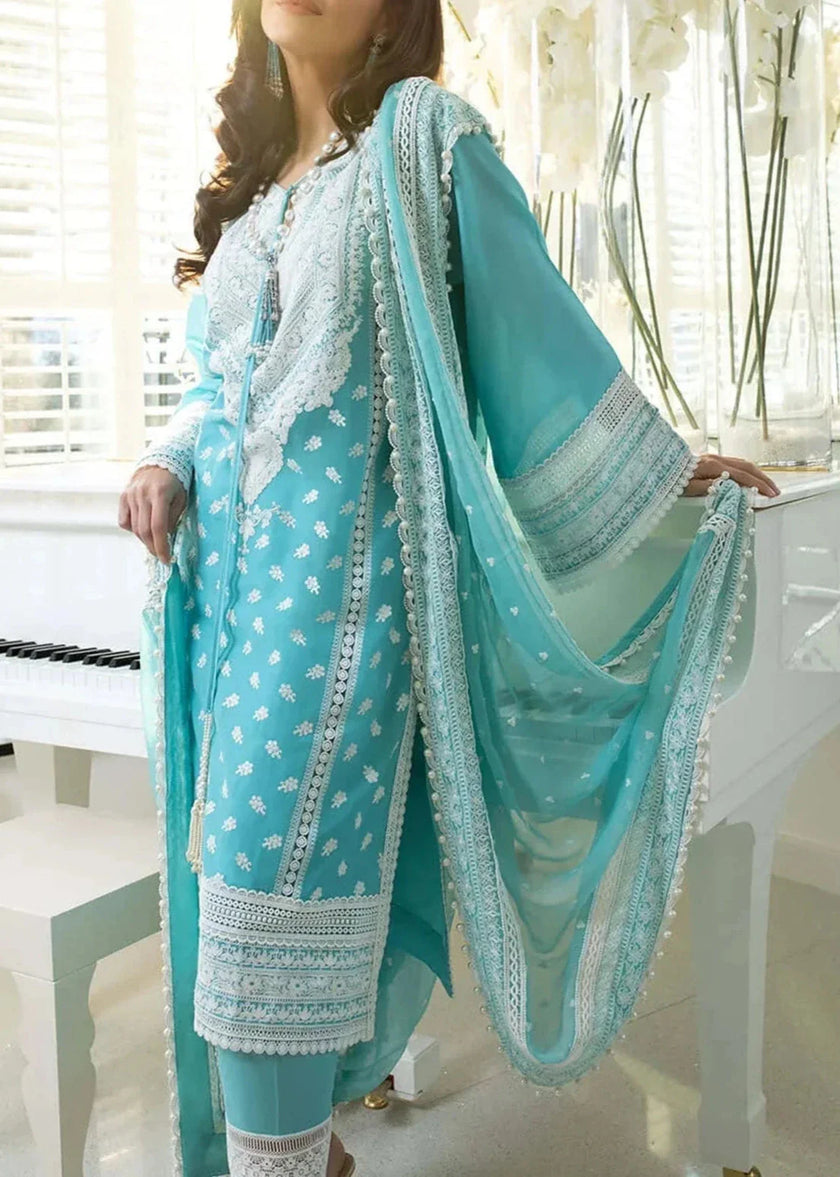 Grace S777-Embroidered 3pc lawn dress with Embroidered chiffon dupatta.