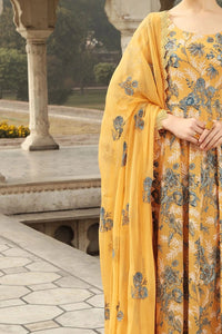 Grace W81 - Embroidered 3pc linen dress with embroidered chiffon dupatta.