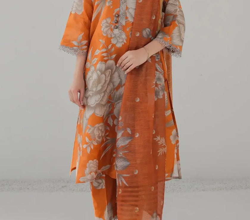 Grace S484-Printed 3pc lawn dress with Printed organza dupatta.