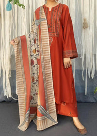 Grace W527-Embroidered 3pc marina dress with Printed Shawl.