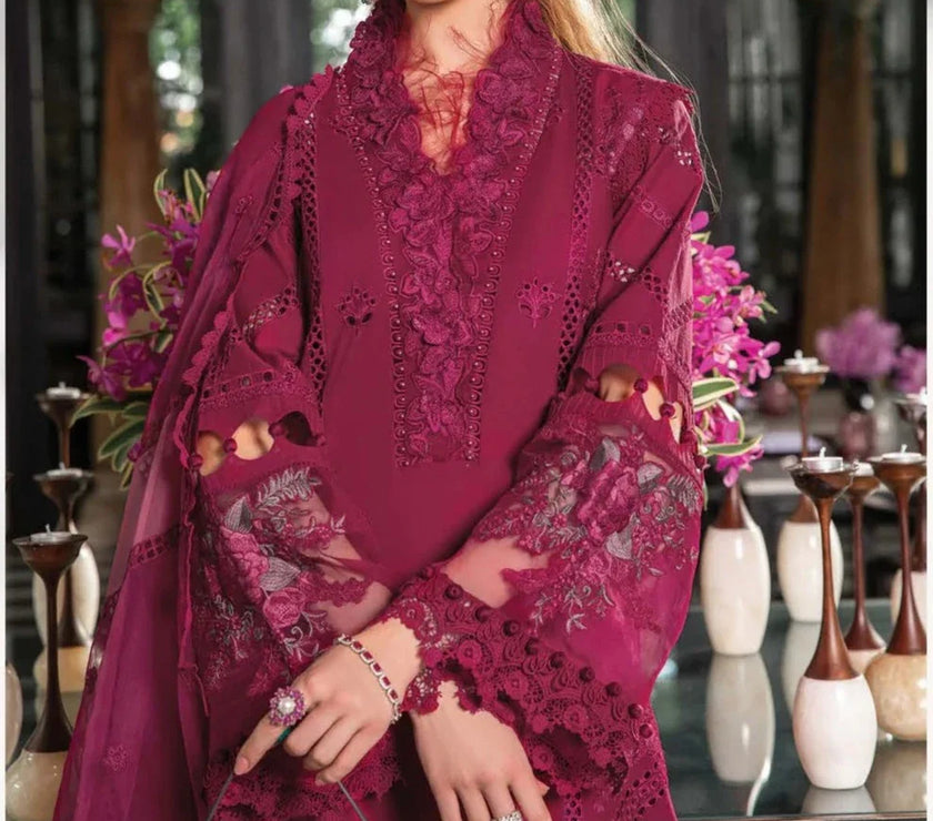 Grace S672-Shifli Embroidered 3pc lawn dress with Embroidered Organza dupatta.